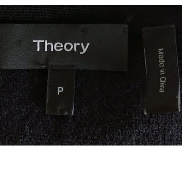 Theory Koldeen O Noble Wool Knit Midi Dress - Black / White Pinstripe - Picture 5 of 6